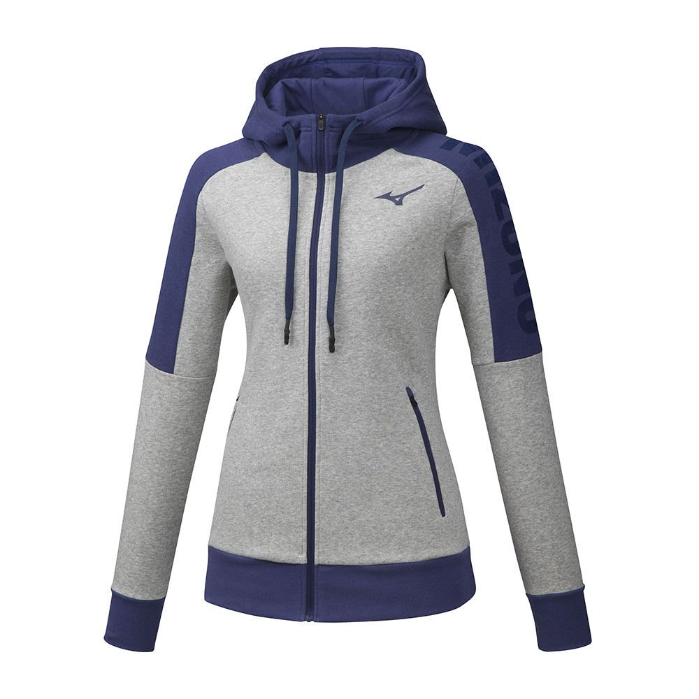 Womens Mizuno Heritage Zip Hoodie Grey Philippines (EJGXOD516)